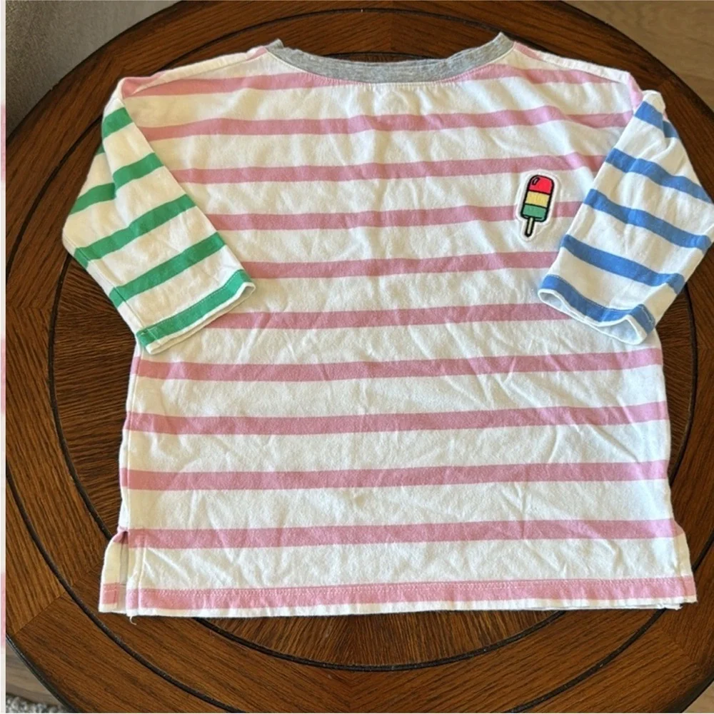 GAP Pink and Green Long Sleeve Tee with Stripes